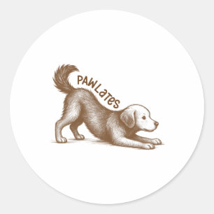 Sticker Rond Étirement de Pilates pour amateur de chiens Fitnes