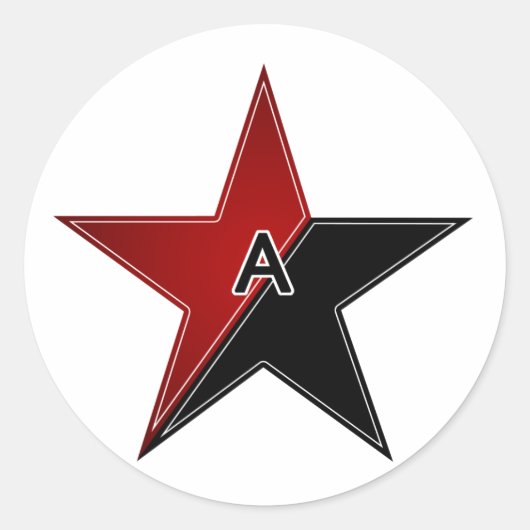 Sticker Rond étoile anarchiste rouge/noire (Devant)