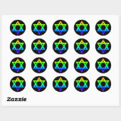 Sticker Rond Étoile arc-en-ciel de David (Feuille)