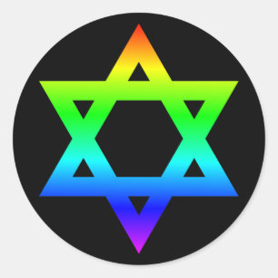 Sticker Rond Étoile arc-en-ciel de David