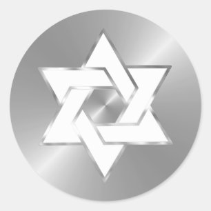Sticker Rond Étoile blanche bat mitzvah de David sur n'importe 