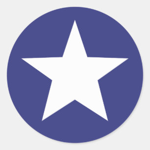 Sticker Rond Étoile blanche sur patriotique bleu