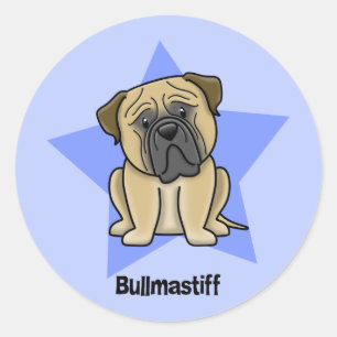 Sticker Rond Étoile Bullmastiff de Kawaii