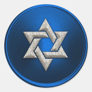 Sticker Rond Etoile d'argent de David Enveloppe Sceau bleu