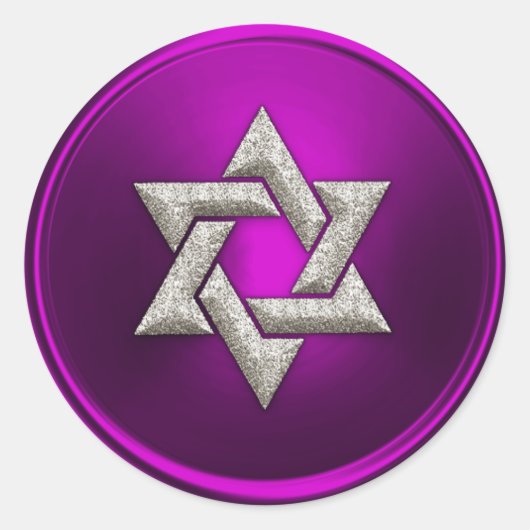 Sticker Rond Etoile d'argent rose framboise du sceau d'envelopp (Devant)