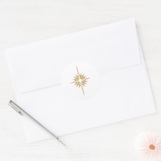 Sticker Rond Étoile de Bethléem Nativité Élégant Noël (Enveloppe)