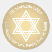 Sticker Rond Étoile de David Faux Gold Foil Retourner l'adresse (Devant)