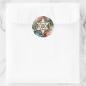 Sticker Rond Étoile de David Marbre Blanc Or Abstrait Violet (Sac)