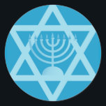 Sticker Rond Étoile de David Menorah<br><div class="desc">(plusieurs produits sélectionnés)Symboles de Hanoukah</div>