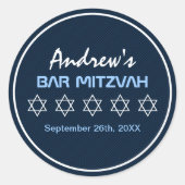 Sticker Rond Étoile de David Motif Bar Mitzvah (Devant)
