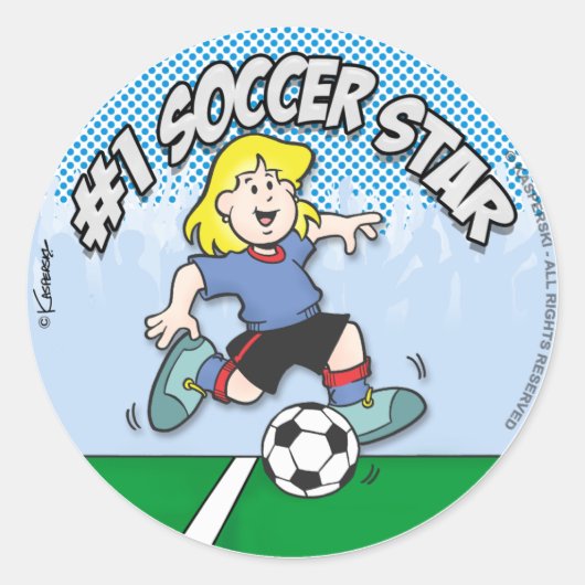 Sticker Rond Étoile de football fille (Devant)