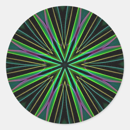 Sticker Rond Étoile de lavande verte fluorescente de néon (Devant)