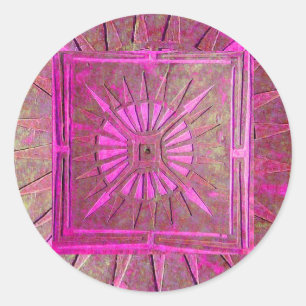 Sticker Rond ÉTOILE de MATIN, violette rose