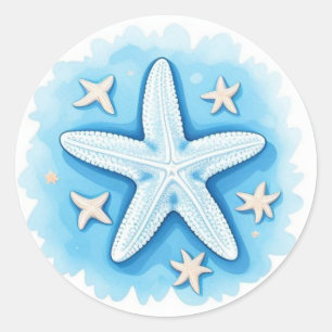 Sticker Rond Étoile de mer en bleu