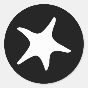 Sticker Rond Étoile de mer en noir et blanc