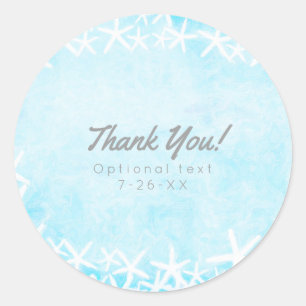 Sticker Rond Étoile de mer peinte bleu aqua Faveur personnalisé