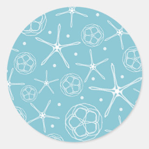 Sticker Rond Étoile de mer Perle Blanche Mariage Fête de Mariée