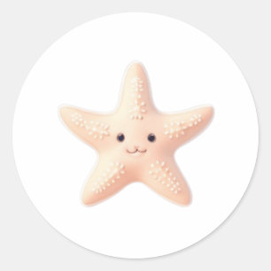 Sticker Rond Étoile de mer rose mignonne