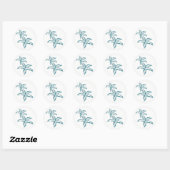 Sticker Rond Étoile de mer sarcelle (Feuille)