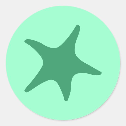 Sticker Rond Étoile de mer vert de mer (Devant)