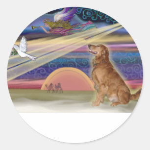 Sticker Rond Étoile de Noël - Golden Retriever #3