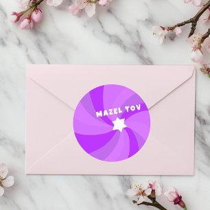 Sticker Rond Étoile de tournesol moderne David MAZEL TOV Mitzva