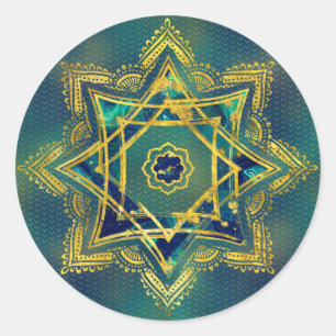 Sticker Rond Etoile décorative dorée de Lakshmi - Ashthalakshmi