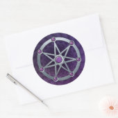 Sticker Rond Étoile elfe Argent gaussé d'Améthyste (Enveloppe)