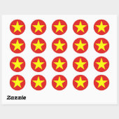 Sticker rond étoile jaune drapeau du Vietnam (Feuille)