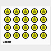 Sticker rond étoile jaune et noire (Feuille)