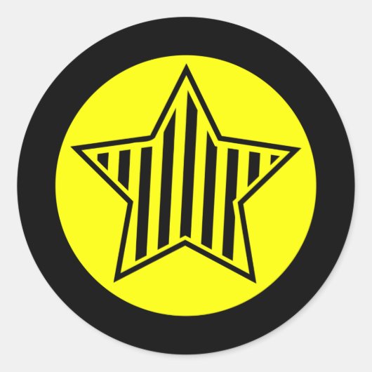 Sticker rond étoile jaune et noire (Devant)