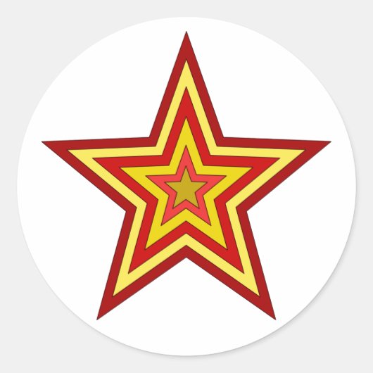 Sticker Rond Étoile jaune rouge (Devant)