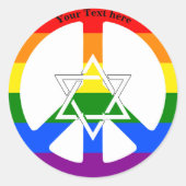 Sticker Rond Etoile juive de David Gay Praid drapeau arc-en-cie (Devant)