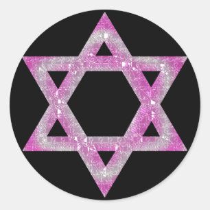 Sticker Rond Étoile juive violette de David Design