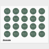 Sticker Rond Étoile moderne Vert Noël Blanc Joyeux Classic Ro (Feuille)