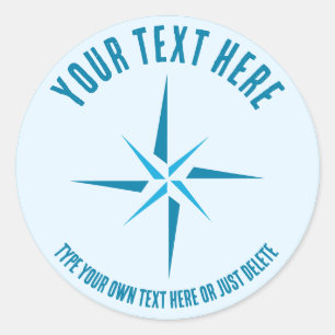 Sticker Rond Étoile nautique. Rose Compass. Modèle Cadeau marin