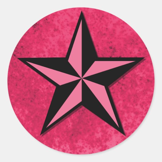 Sticker Rond Étoile noire et rose (Devant)