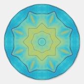 Sticker Rond Etoile Orientale en Bleu et Vieux or Poster Jaune (Devant)