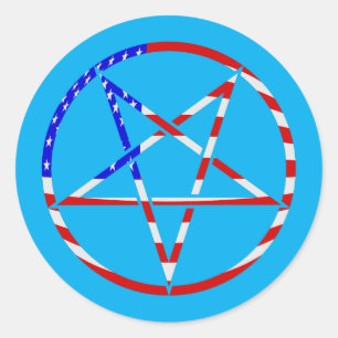 Sticker Rond étoile pentagramme drapeau américain patriotique