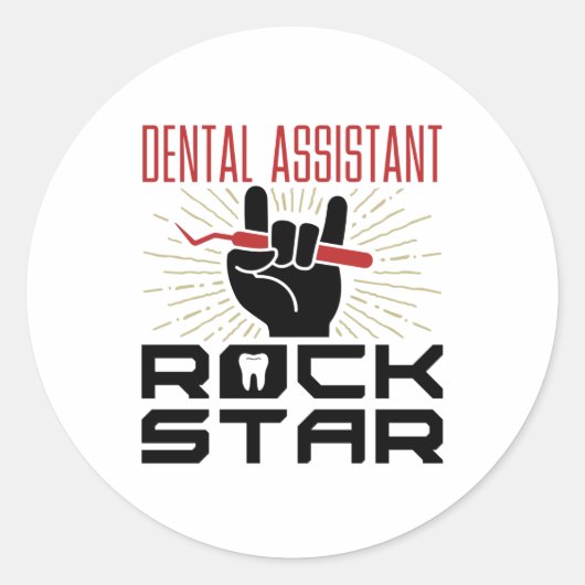 Sticker Rond Étoile rock de l'assistant dentaire (Devant)
