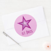 Sticker Rond Étoile rose '1er Prix' collant rond rose pâle rose (Enveloppe)