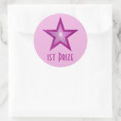 Sticker Rond Étoile rose '1er Prix' collant rond rose pâle rose (Sac)