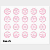 Sticker Rond Etoile rose et blanche de David Monogram Bat mitzv (Feuille)