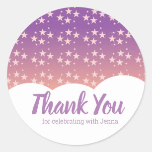 Sticker Rond Étoile Rose Nuage Faveur d'anniversaire