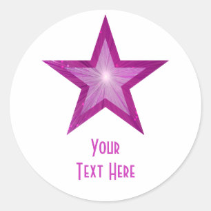 Sticker Rond Étoile rose 'Votre Texte' Colonne ronde blanc