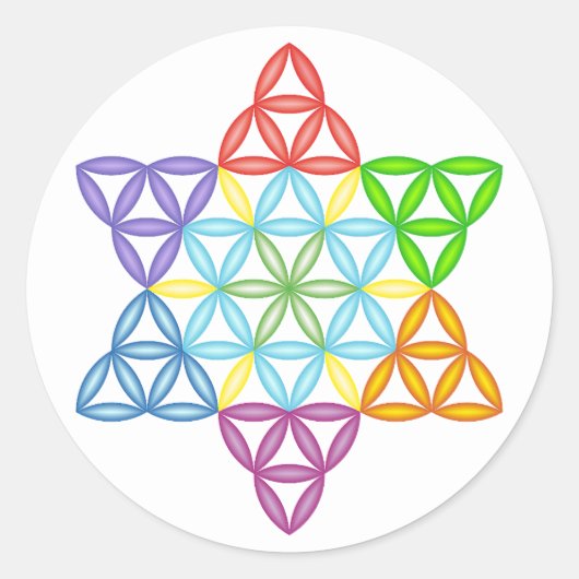 Sticker Rond Étoile Sacrée - Étoile De Vie, 02/3D-CF. (Devant)