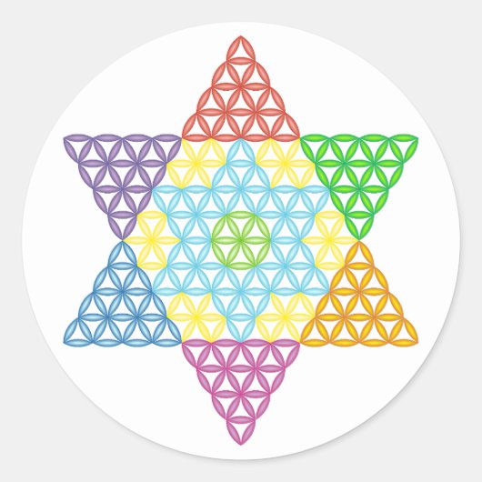 Sticker Rond Étoile Sacrée - Étoile De Vie, 04/3D-CF. (Devant)