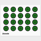 Sticker rond étoile verte et noire (Feuille)