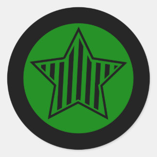 Sticker rond étoile verte et noire