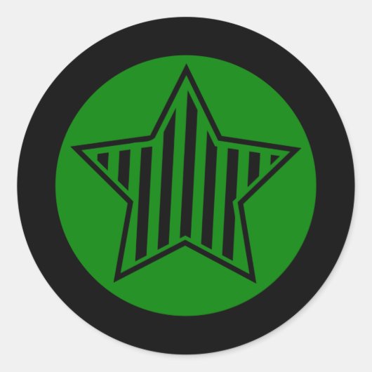 Sticker rond étoile verte et noire (Devant)